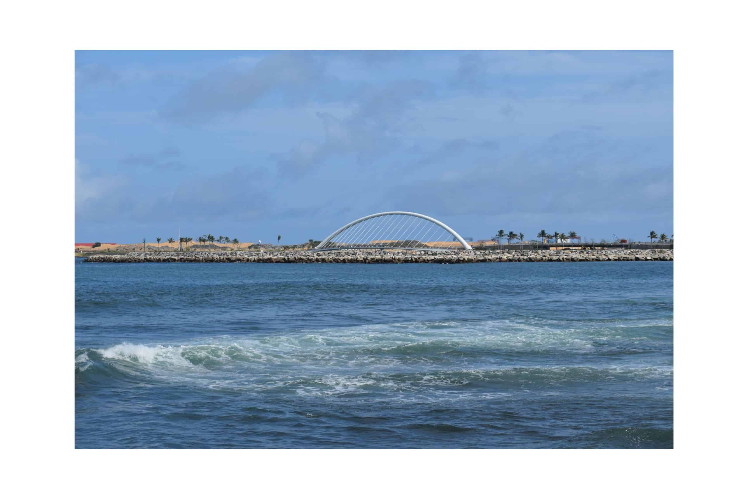 view from Galle Face Green Colombo of Port City and the sea