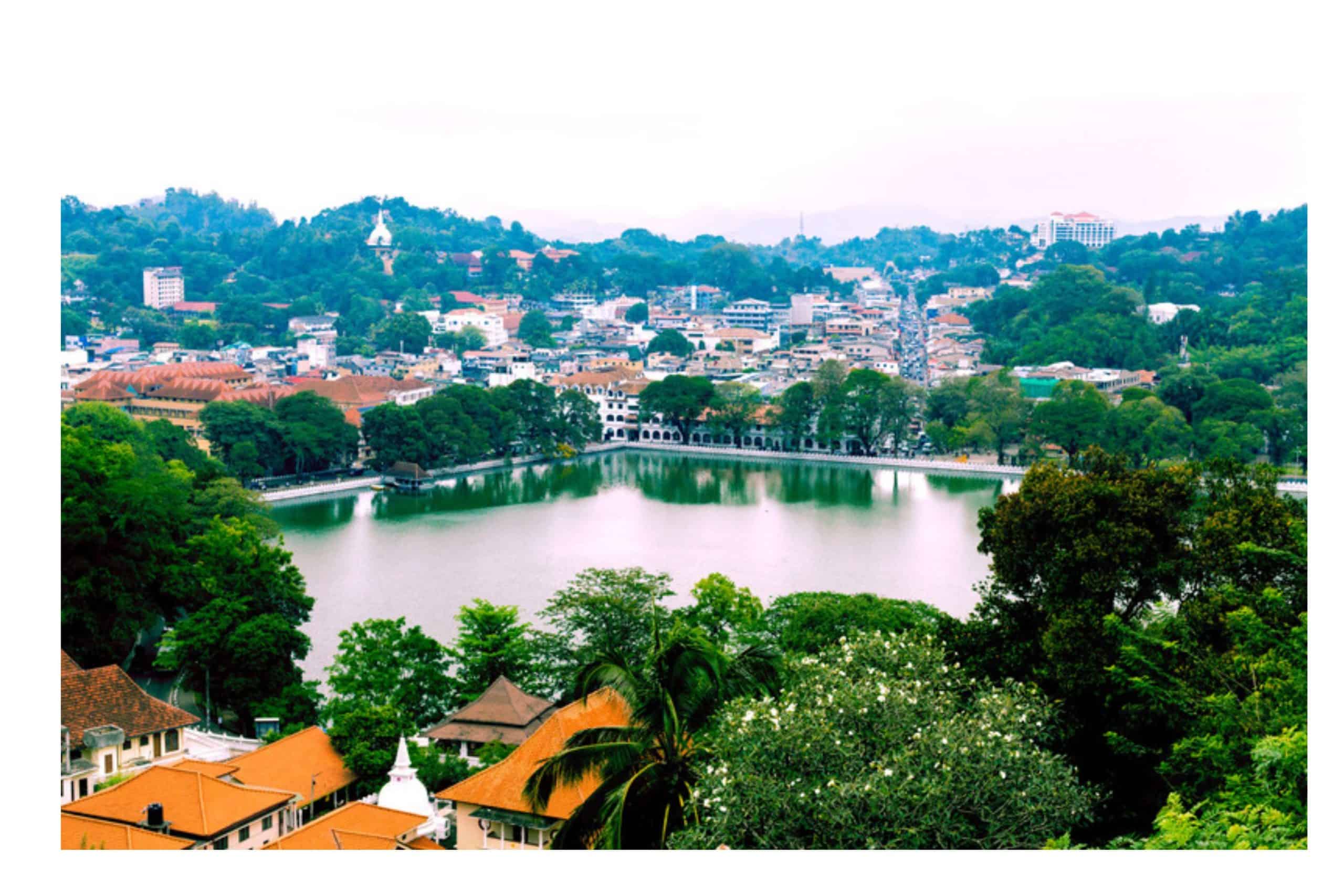 Ariel view of Kandy lake & city