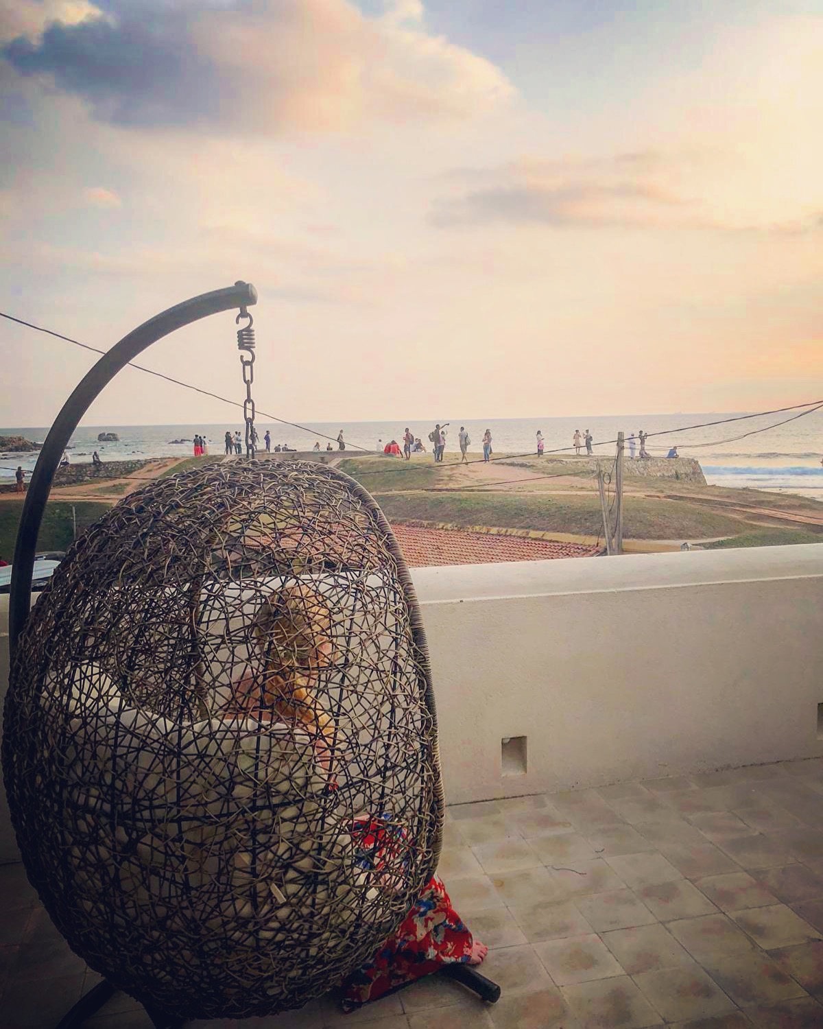 Sunset view from rooftop terrace. Galle Fort