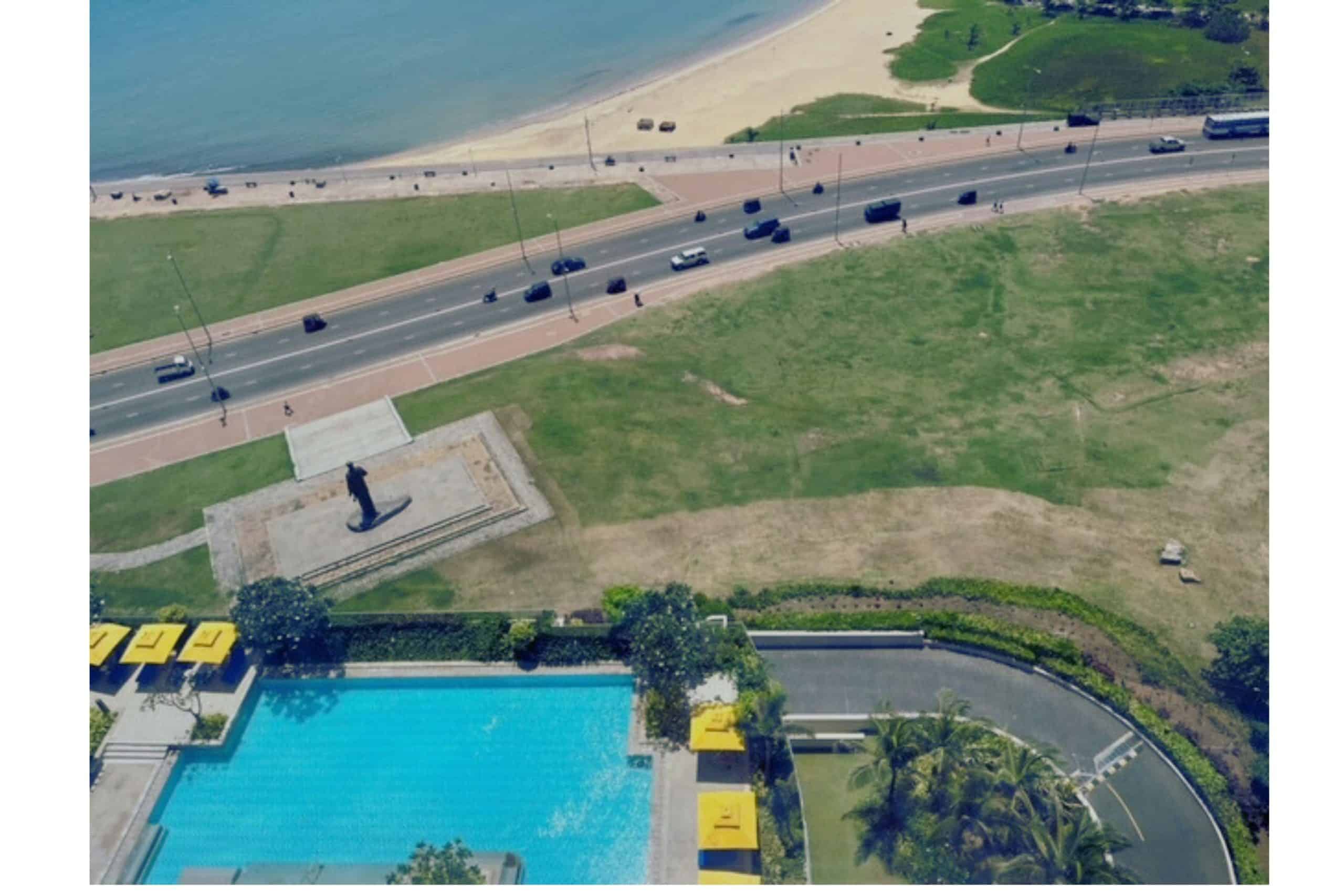 View of Pool from room balcony in Shangri-La Hotel Colombo
