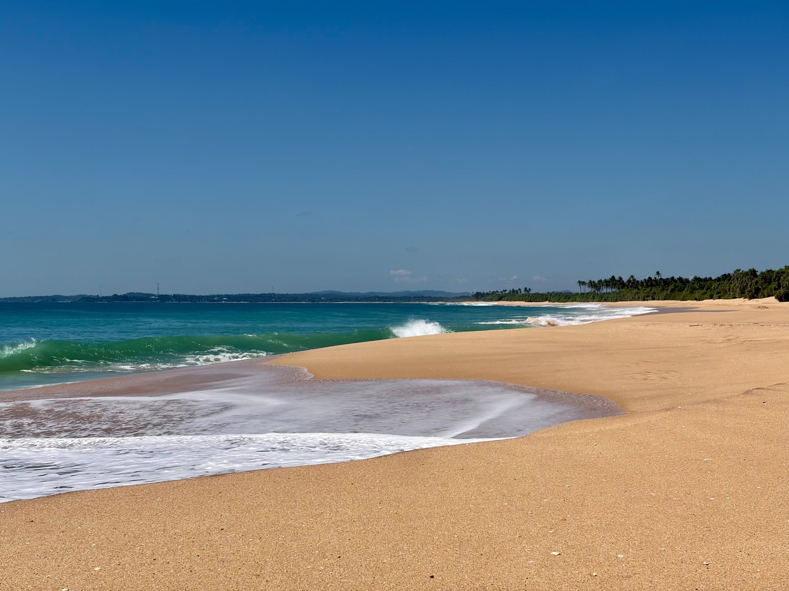 Empty wide open Rekawa beach Sri lanka