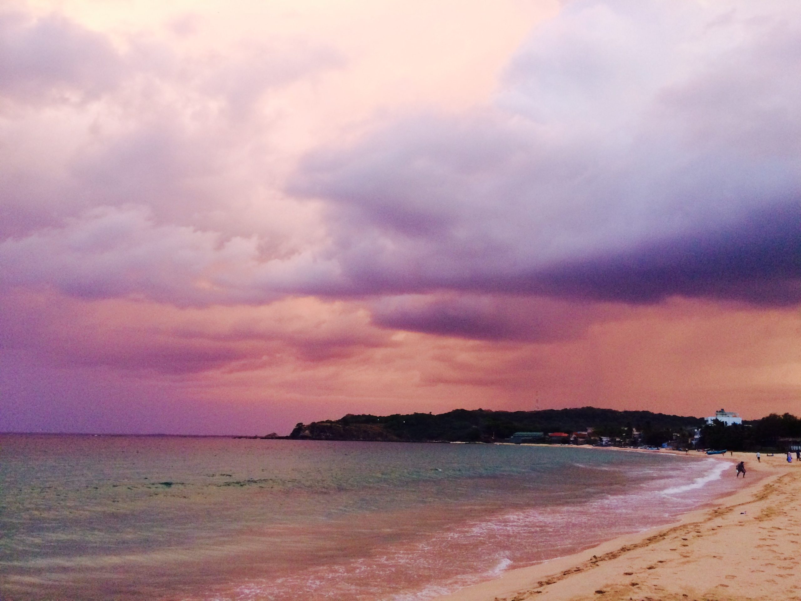 Beautifully sunset in Trincomalee beach, Sri Lanka, lovely pink sky