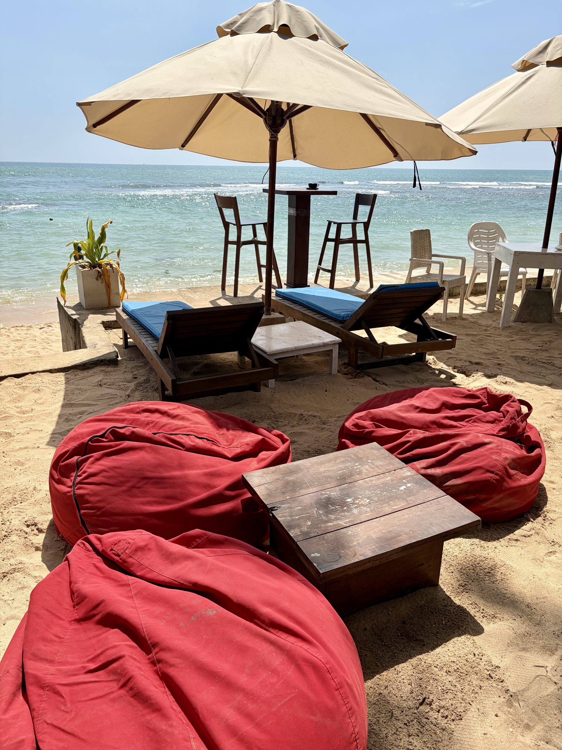 Empty beach bar looking out to Madiha beach, Sri lanka