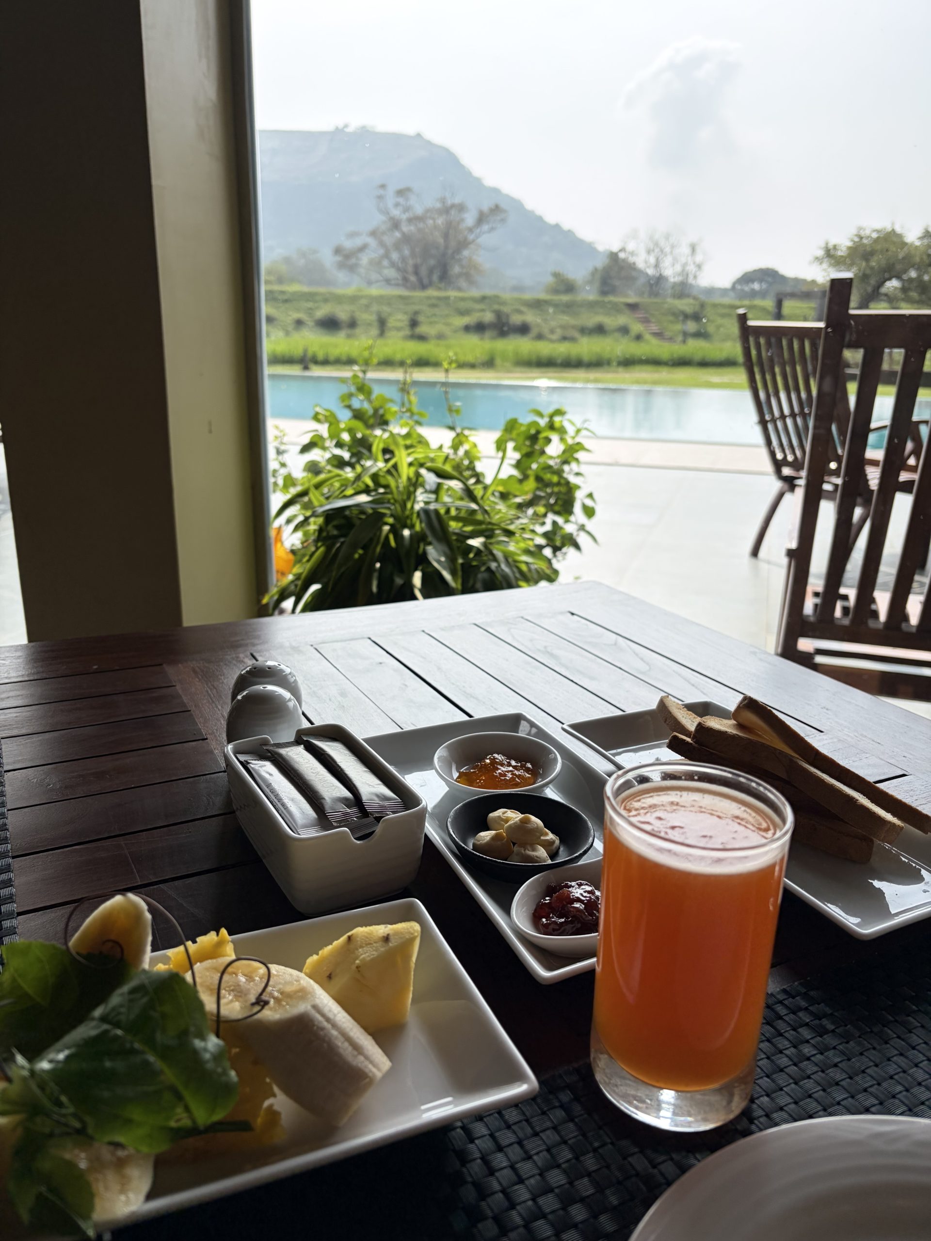 Breakfast with a view at the Kings Resort sigirya, Sri Lanka